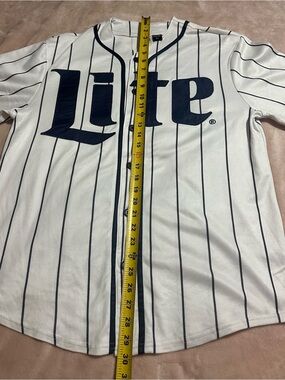 Miller Lite Pinstripe Baseball Jersey - White & Navy